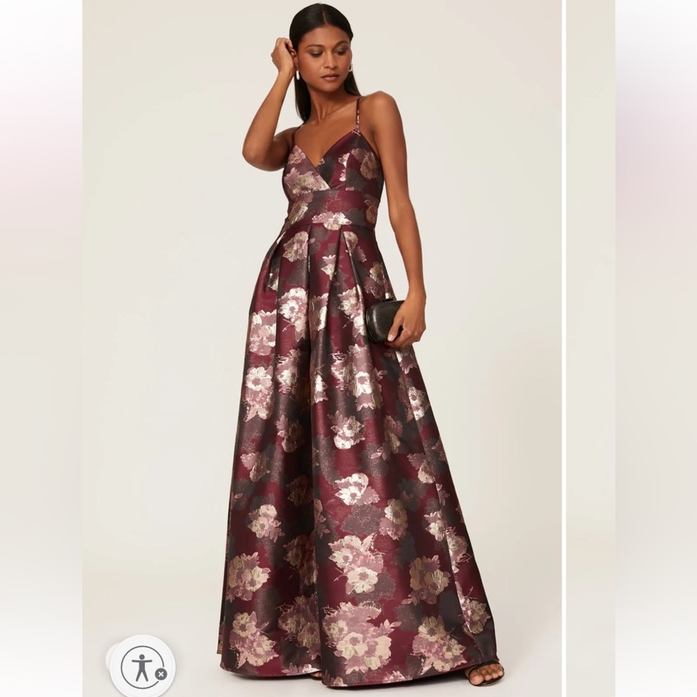Hutch Merlot Floral Gown Size 10